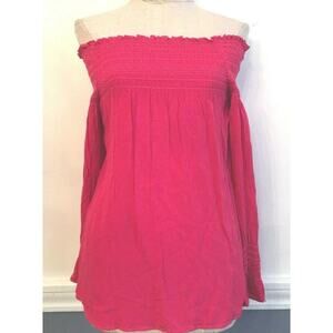 Small Hippie Laundry New NWOT Fuschia Crepe Off the Shoulder Top Junior Women's
